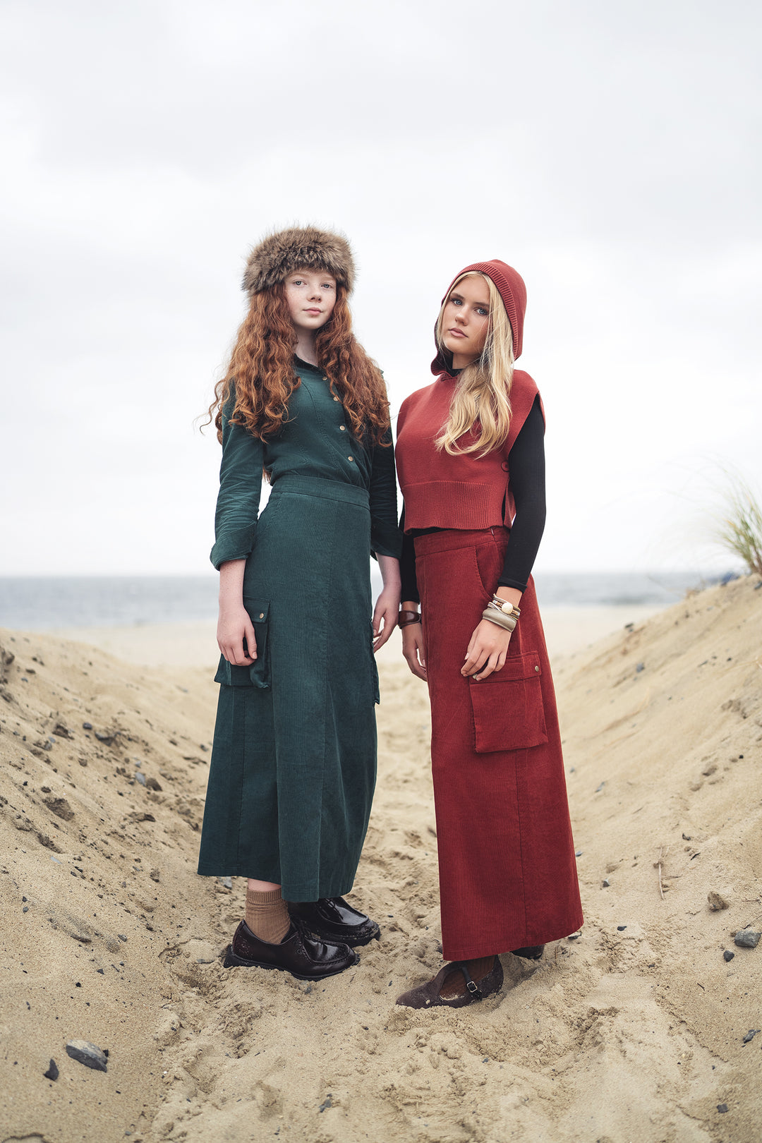 skirt corduroy cargo pocket - emerald