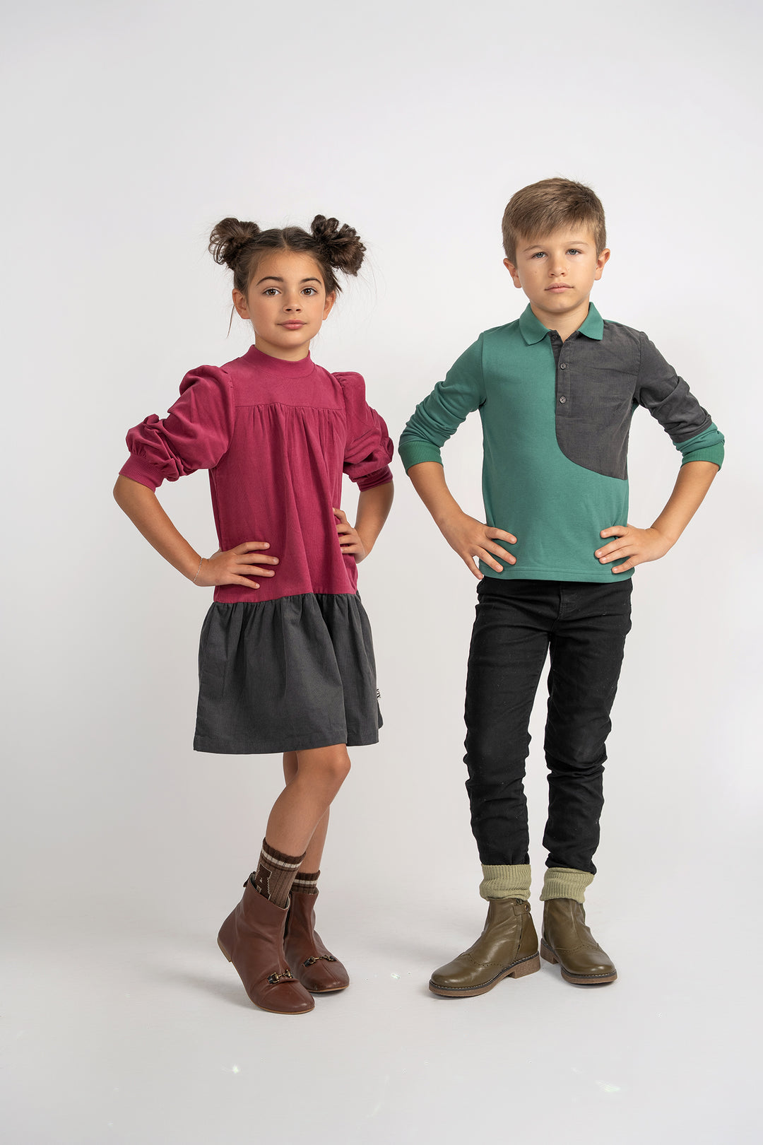 polo l/s corduroy color block - blue