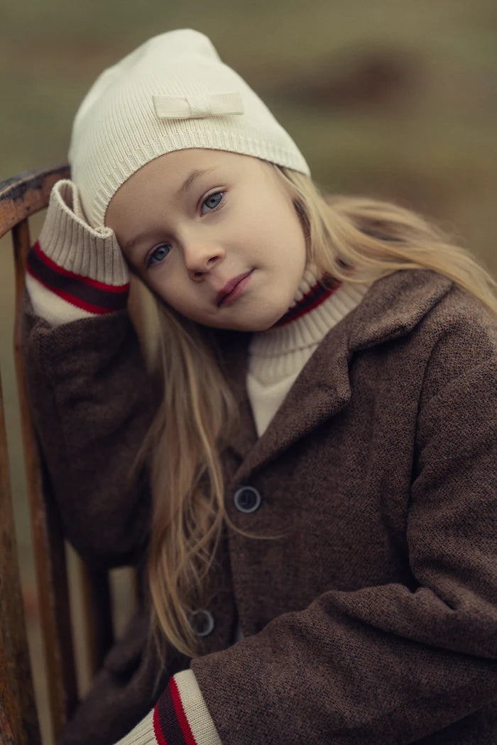 hat knit bow beanie - vanilla-63