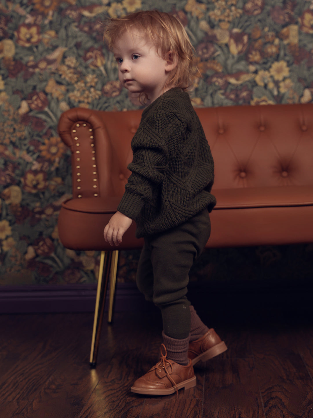 set outfit geo knit sweater and leggings - olive