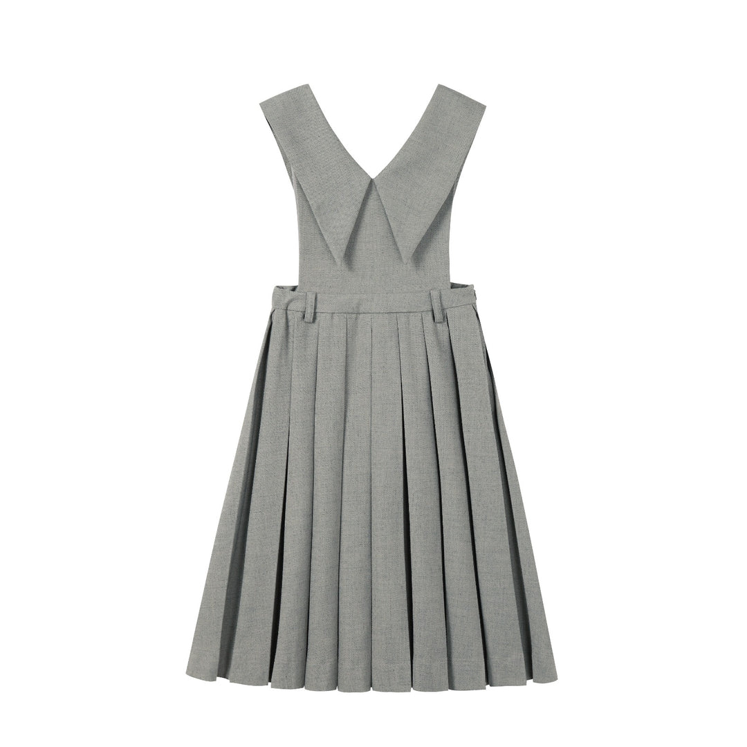 dress pleated sailor collar jumper - sage
