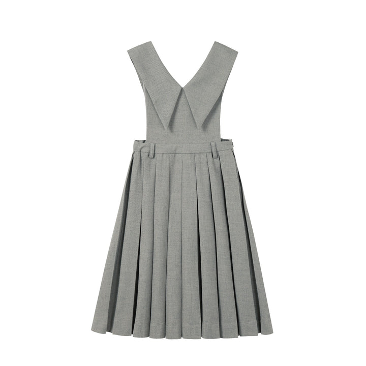 dress pleated sailor collar jumper - sage