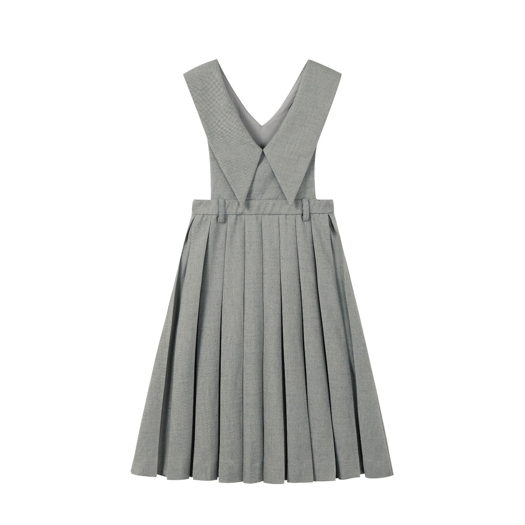 dress pleated sailor collar jumper - sage
