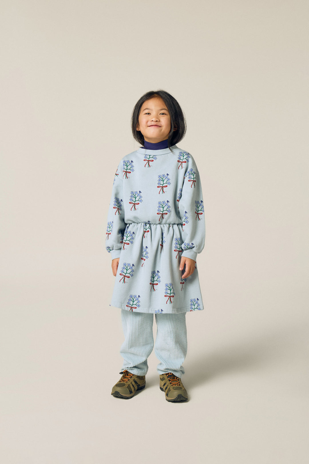 dress bouquet print waisted sweatshirt - light blue