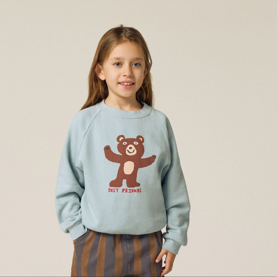 top l/s teddy bear sweatshirt - light blue