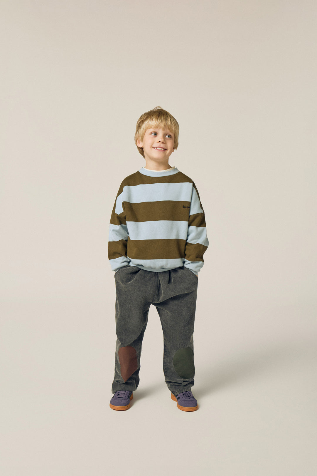 top l/s striped logo sweatshirt - green/light blue