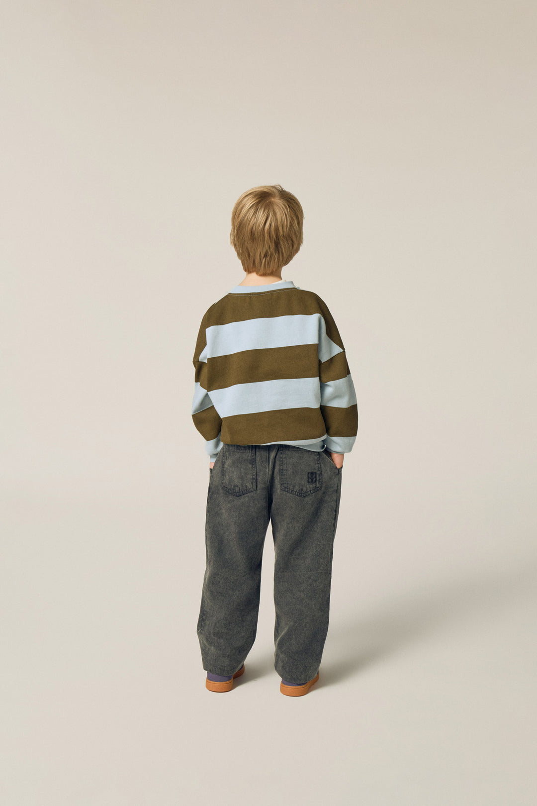 top l/s striped logo sweatshirt - green/light blue