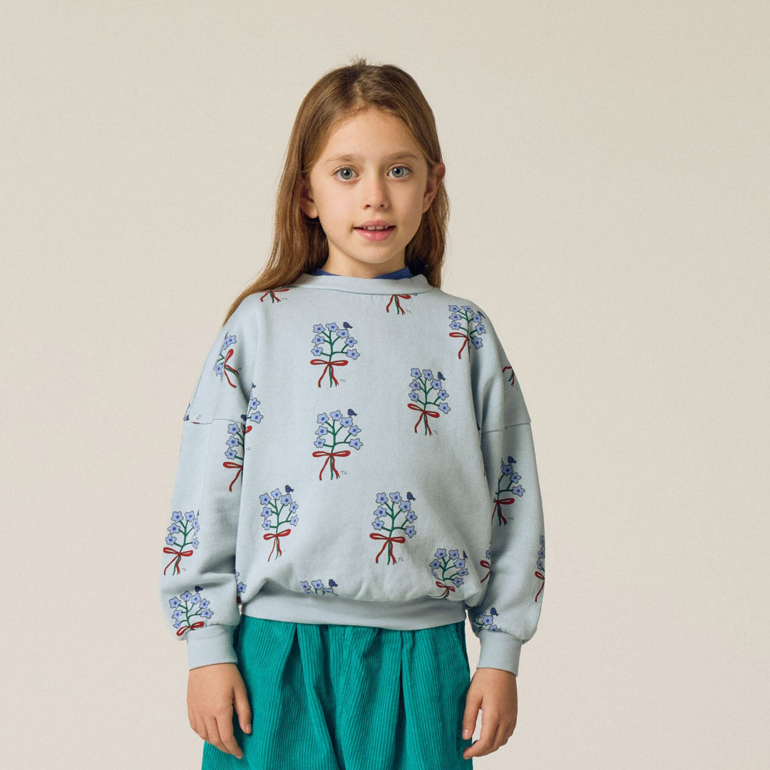 top l/s bouquet print sweatshirt - light blue