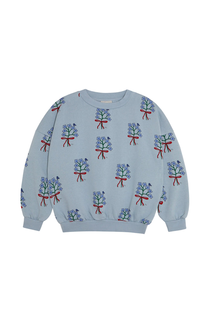 set outfit bouquet print sweatshirt and leggings - light blue