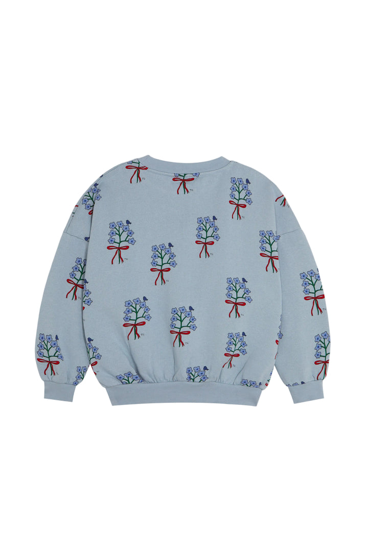 top l/s bouquet print sweatshirt - light blue