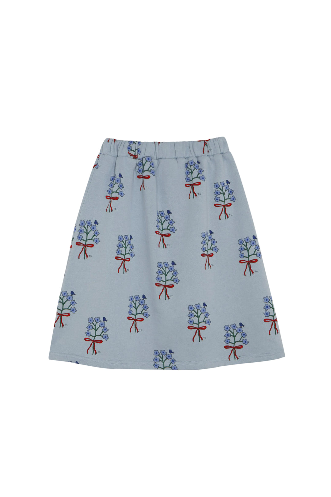 skirt bouquet print sweat - light blue