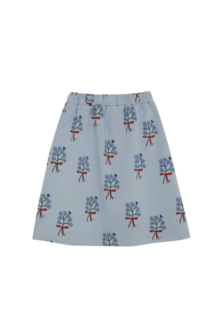 skirt bouquet print sweat - light blue
