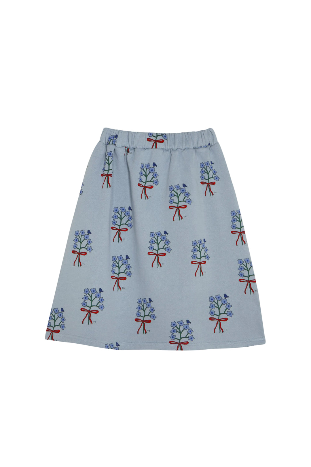 skirt bouquet print sweat - light blue