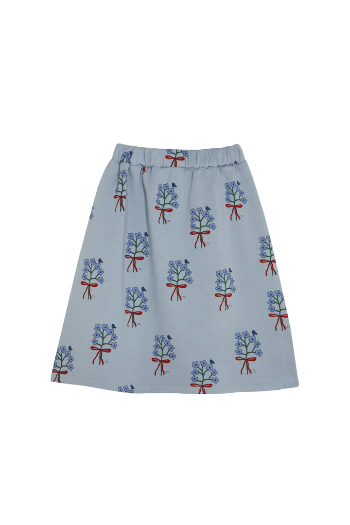 skirt bouquet print sweat - light blue