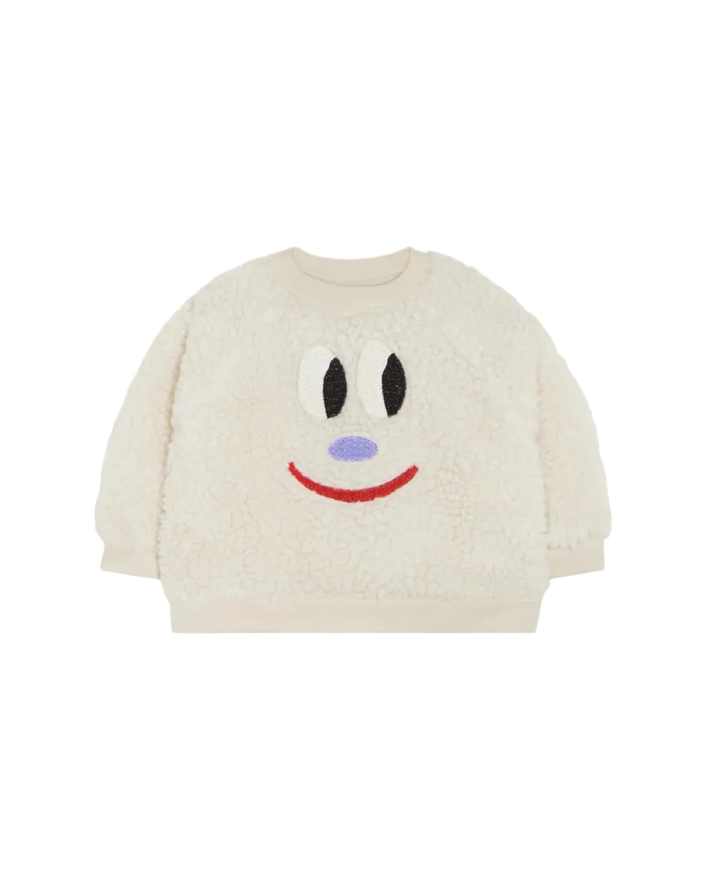 top l/s sherpa smiley sweatshirt - ecru