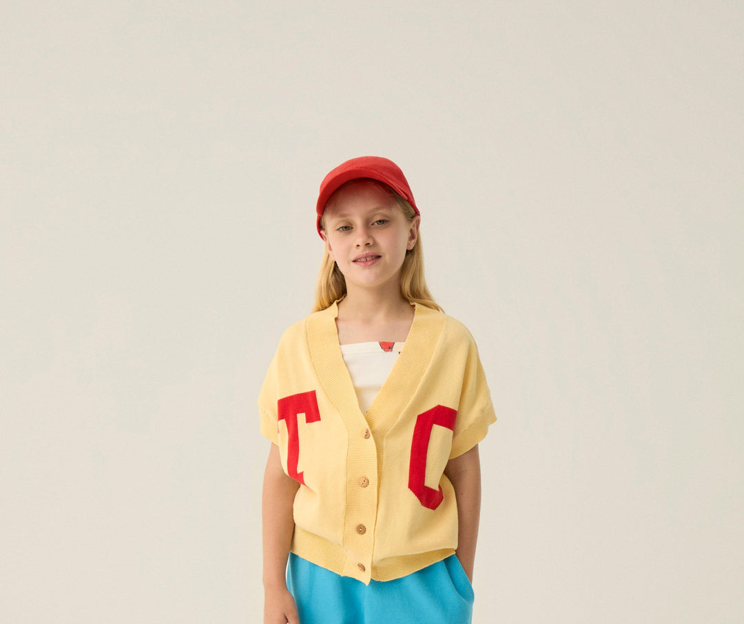 top s/s big logo knit cardigan - yellow