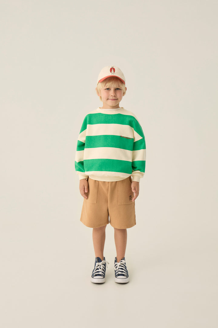 top l/s striped logo sweatshirt - green