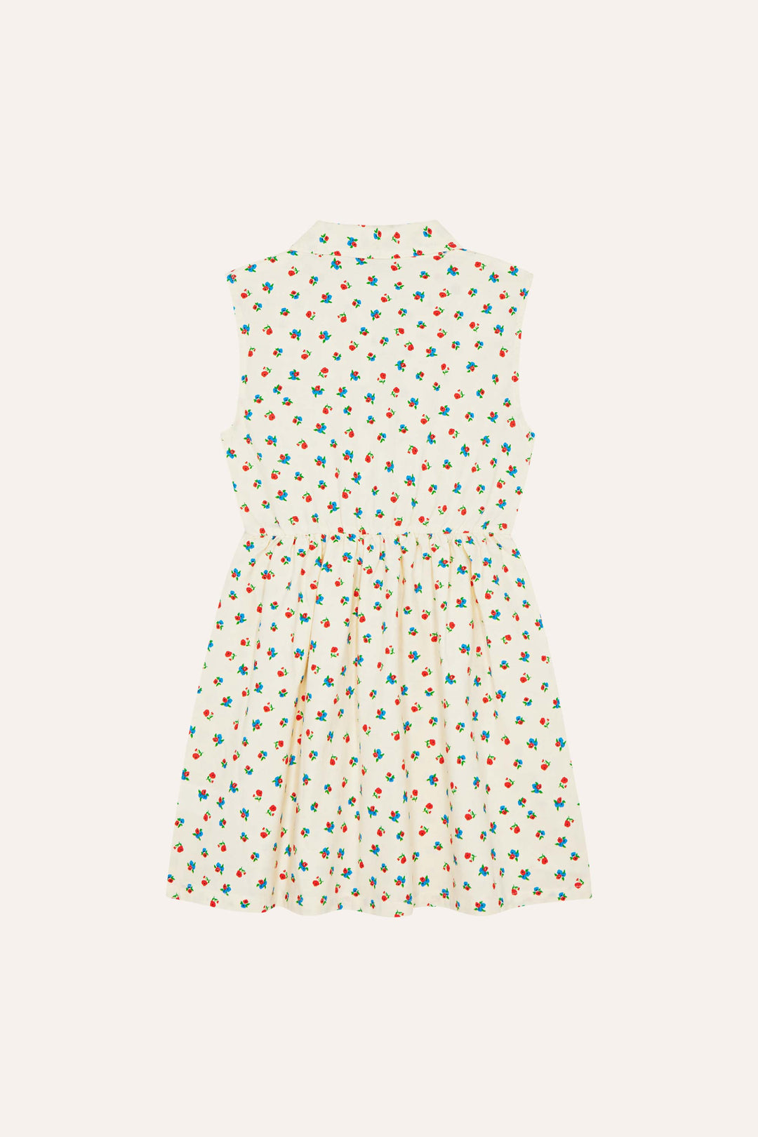 dress sleeveless floral print waisted - ecru
