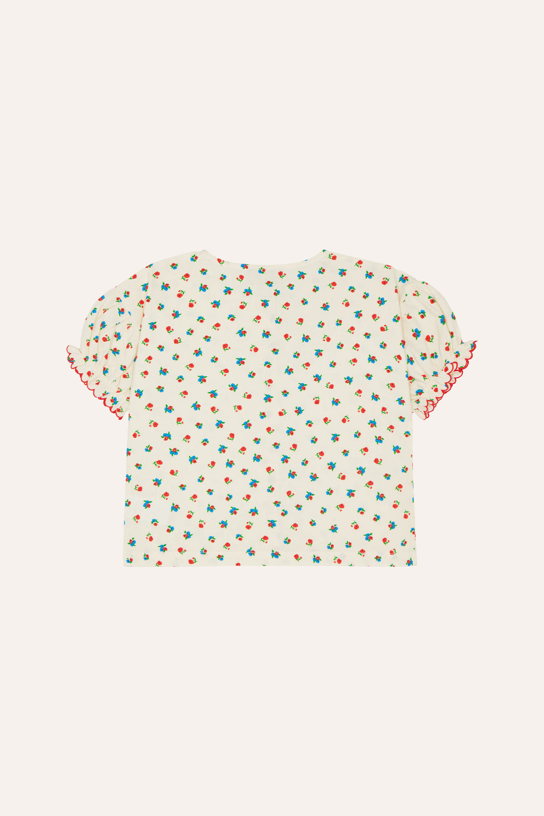 shirt s/s floral print scalloped edge - ecru