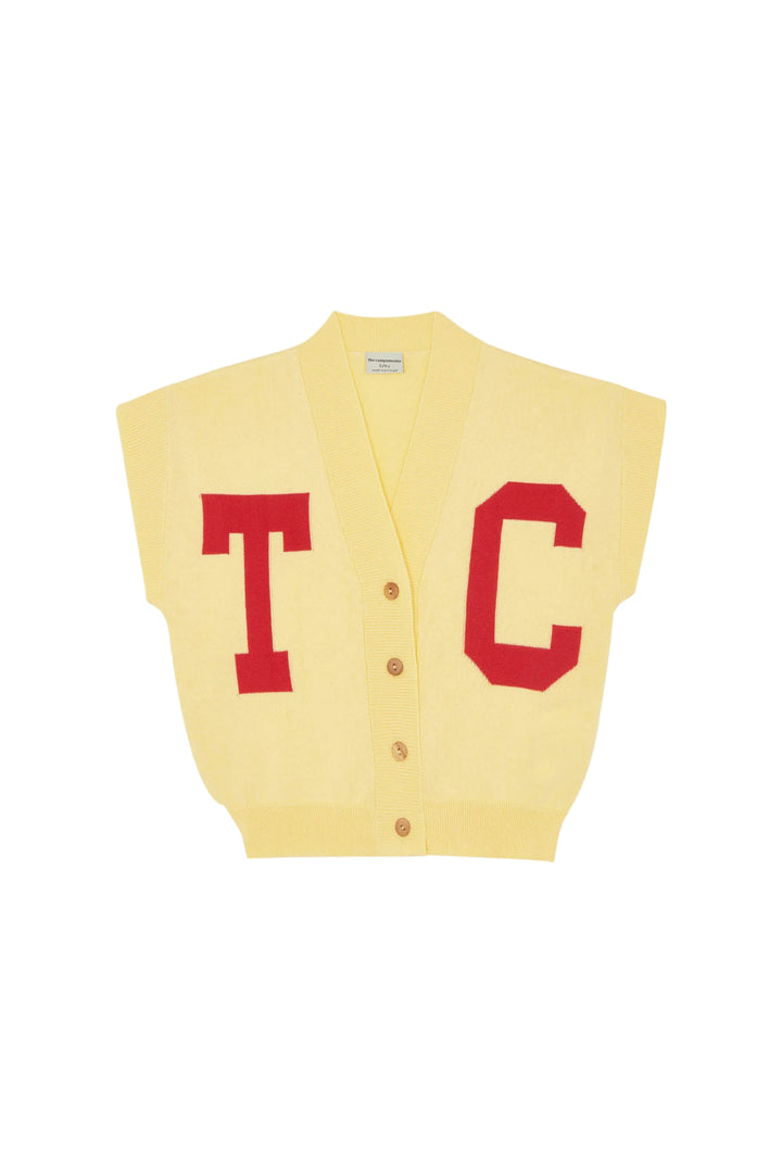 top s/s big logo knit cardigan - yellow