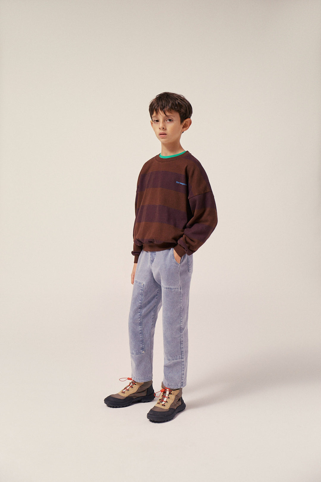 top l/s sweat stripe - brown