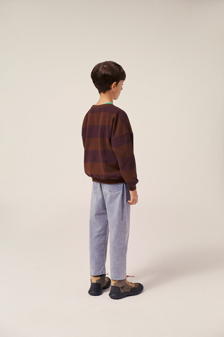 top l/s sweat stripe - brown