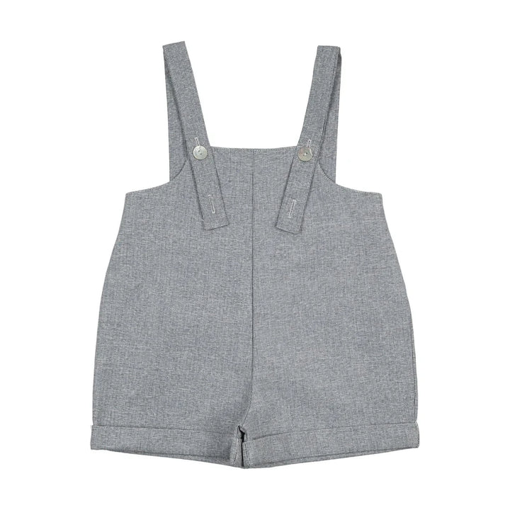 one piece heathered overalls - textured blue