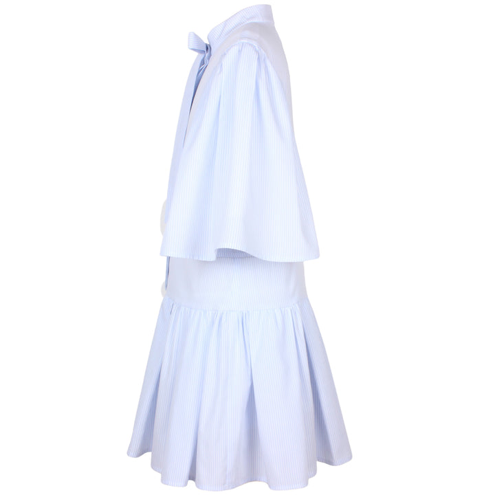 dress flutter beaded applique with neck tie - sky ble pnstrpe-1015