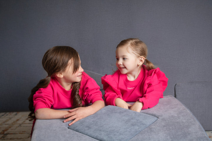 dress sweatshirt ruffled bottom with logo - hot pink