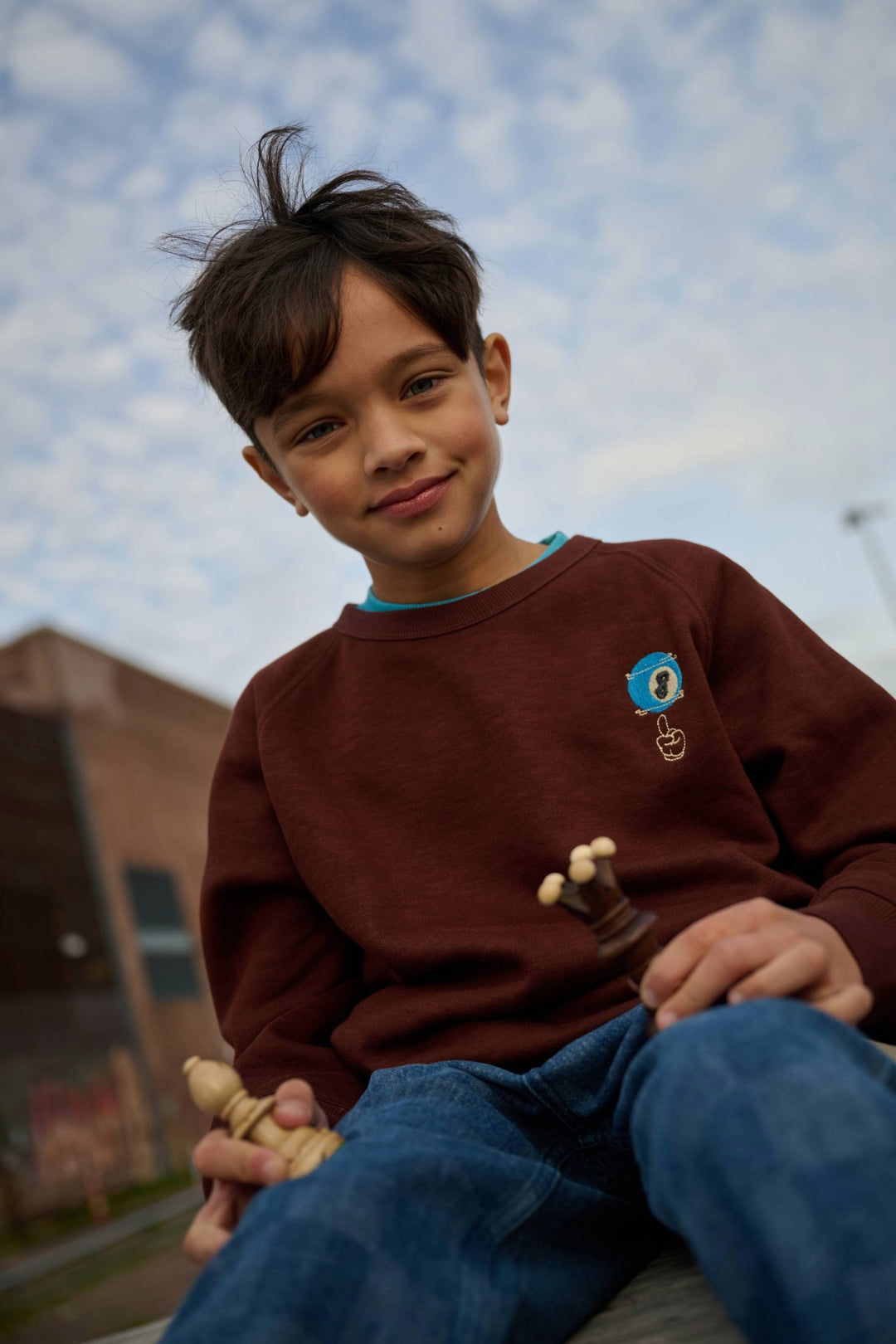 top l/s graphic bowling sweatshirt - bitter chocolate