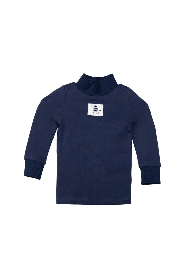 top l/s turtleneck with label - navy