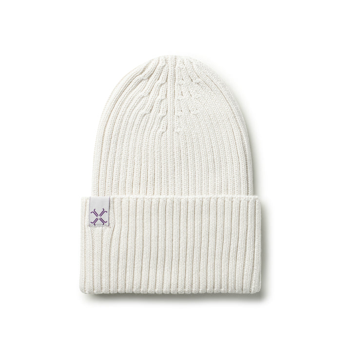 beanie ribbed cuffed - natural white