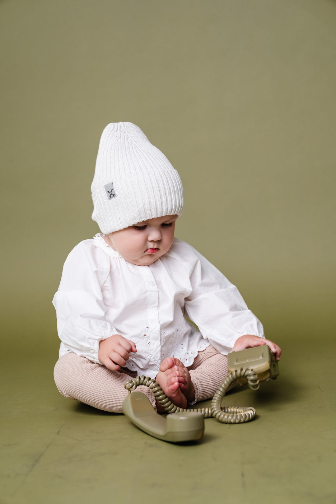 beanie ribbed cuffed - natural white