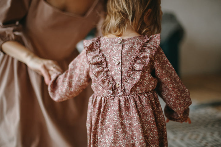 one piece l/s floral print romper - pink