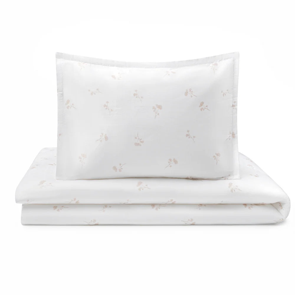 crib set flora print pillow sheet and duvet cover - natural