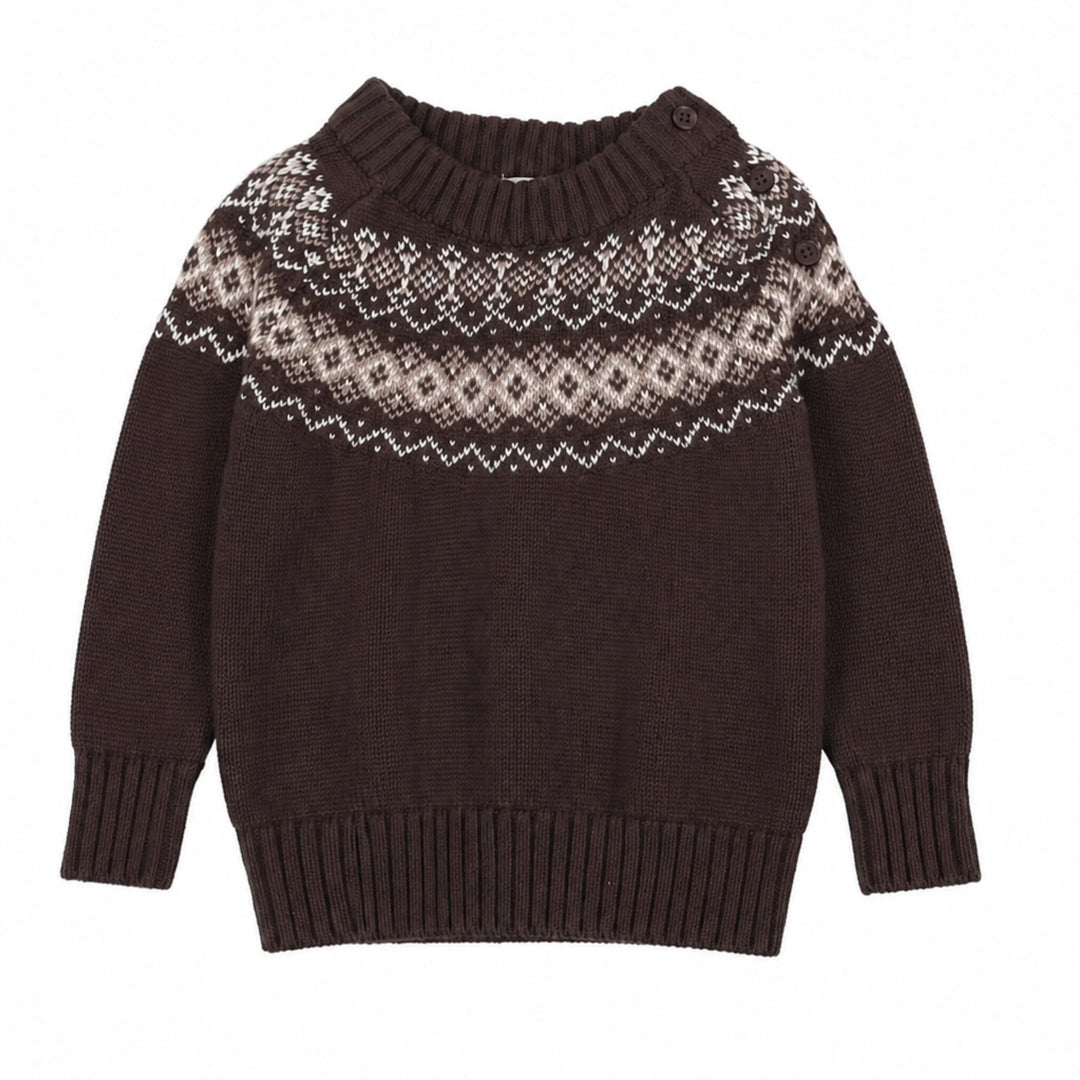 top l/s heirloom knit sweater - chocolate brown