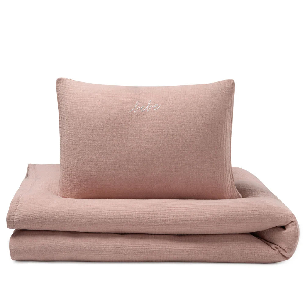 crib set gauze bebe pillow sheet and duvet cover - pink
