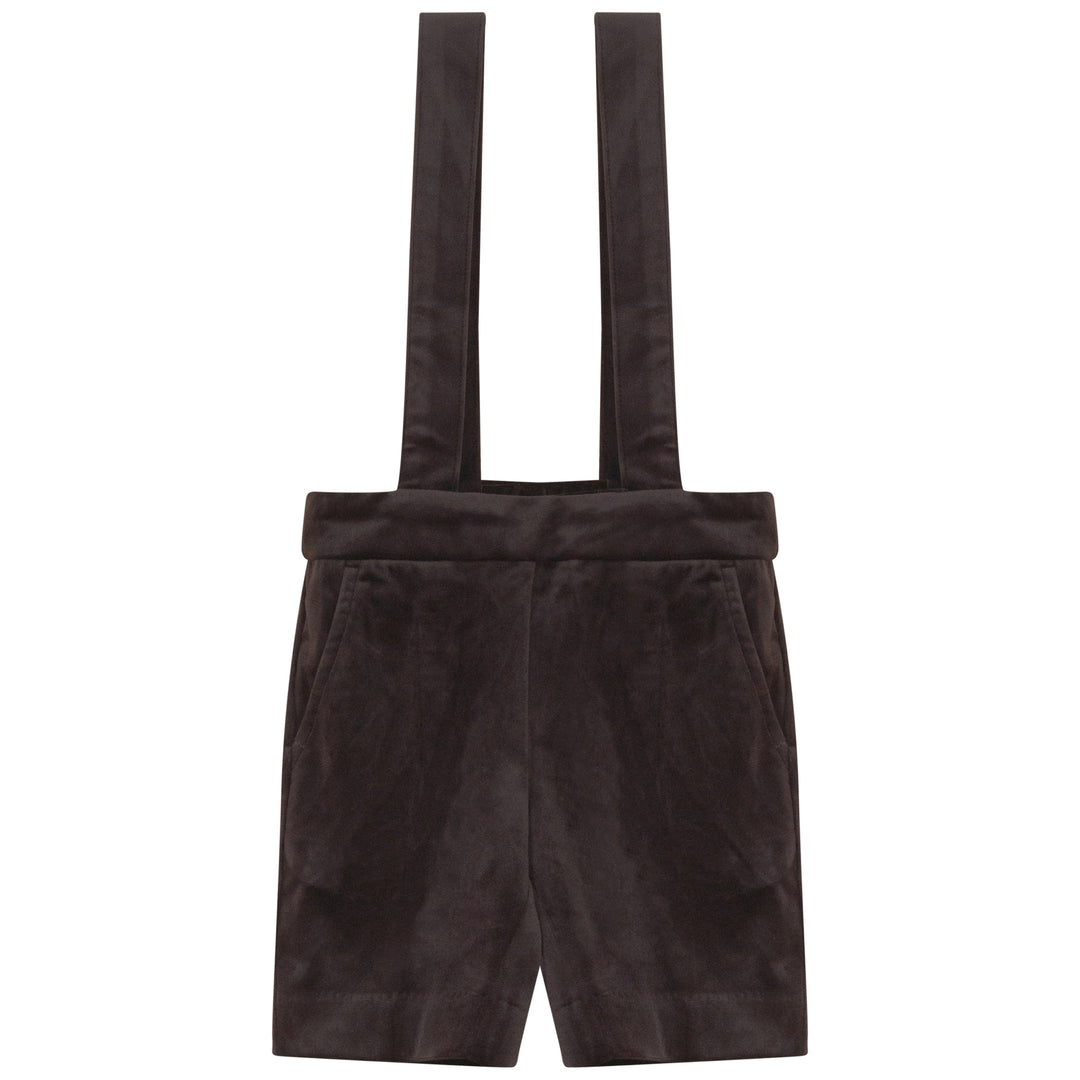 shorts velvet bermuda suspender - brown