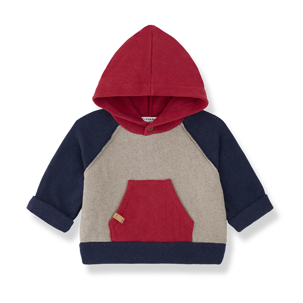 top l/s cotton colorblock hooded sweatshirt - canapa