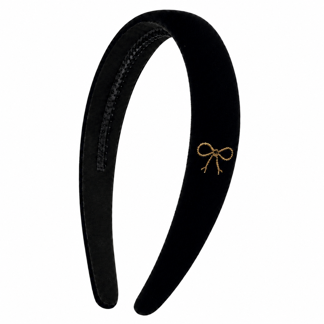 headband velvet gold embroidered - black