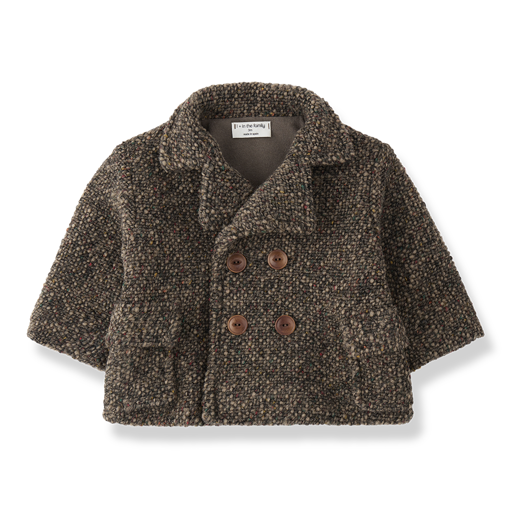 jacket wool speckled double breasted - dark taupe