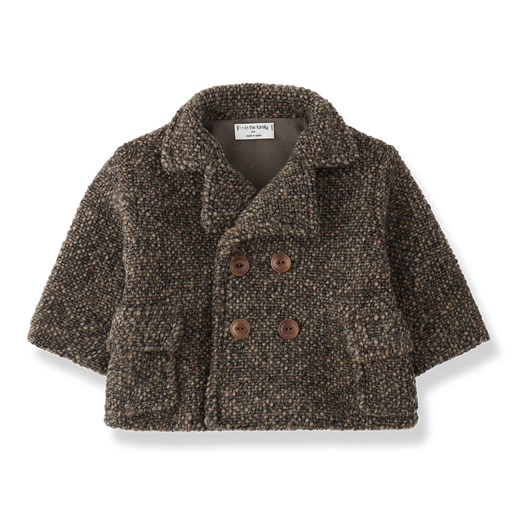 jacket wool speckled double breasted - dark taupe