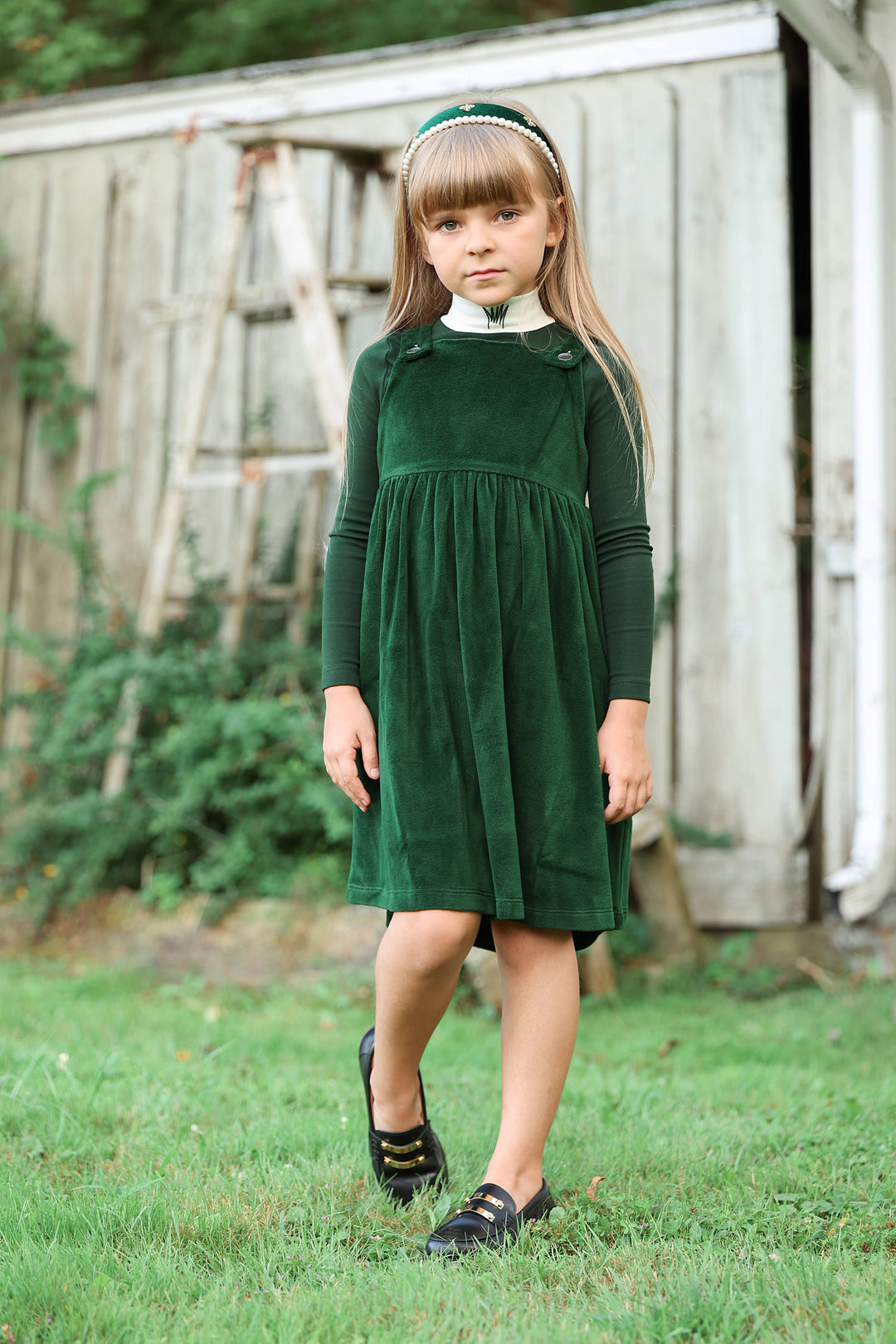 dress velour jumper - green