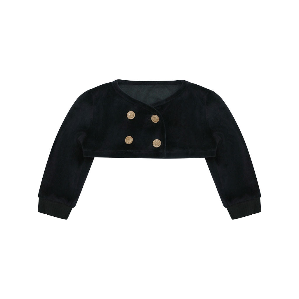 maxi dress ribbed tiered with velour crop wrap cardigan - black