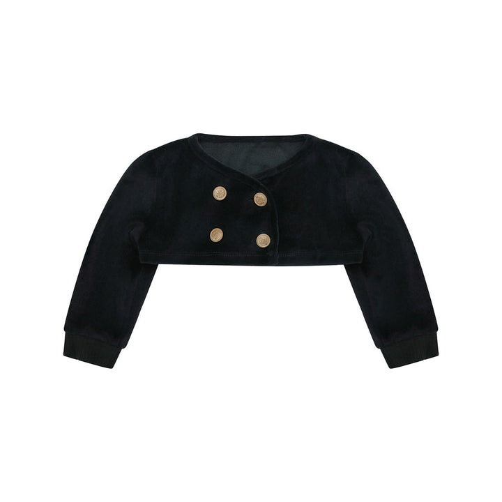 maxi dress ribbed tiered with velour crop wrap cardigan - black