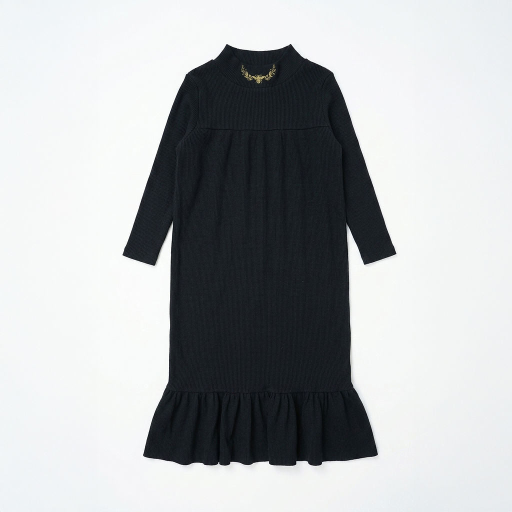 maxi dress ribbed tiered with velour crop wrap cardigan - black