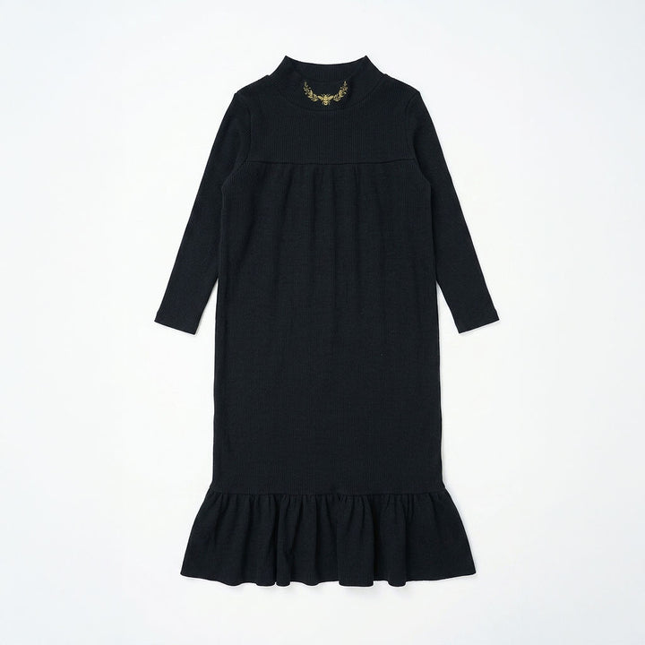 maxi dress ribbed tiered with velour crop wrap cardigan - black