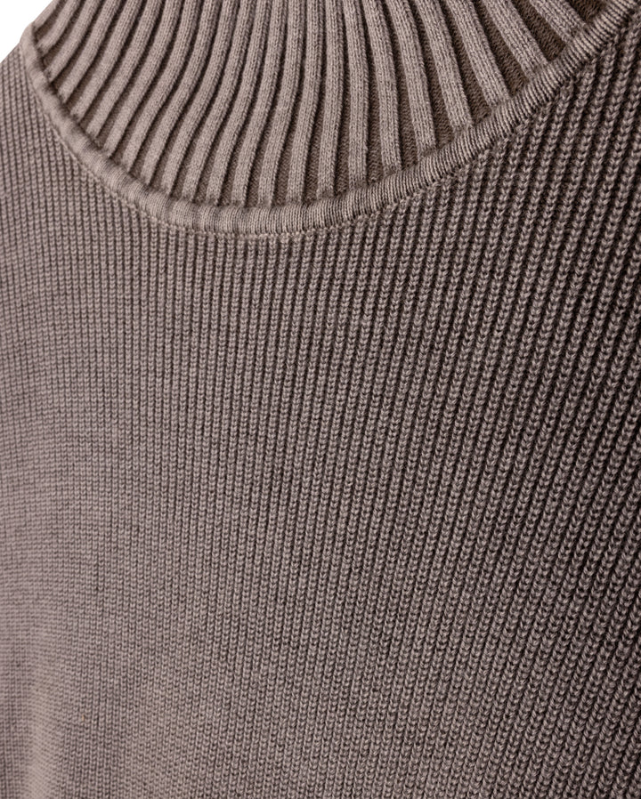 top l/s ribbed washed turtleneck - brown