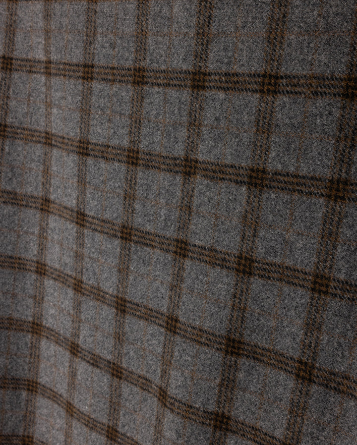 skirt midi wool plaid - grey