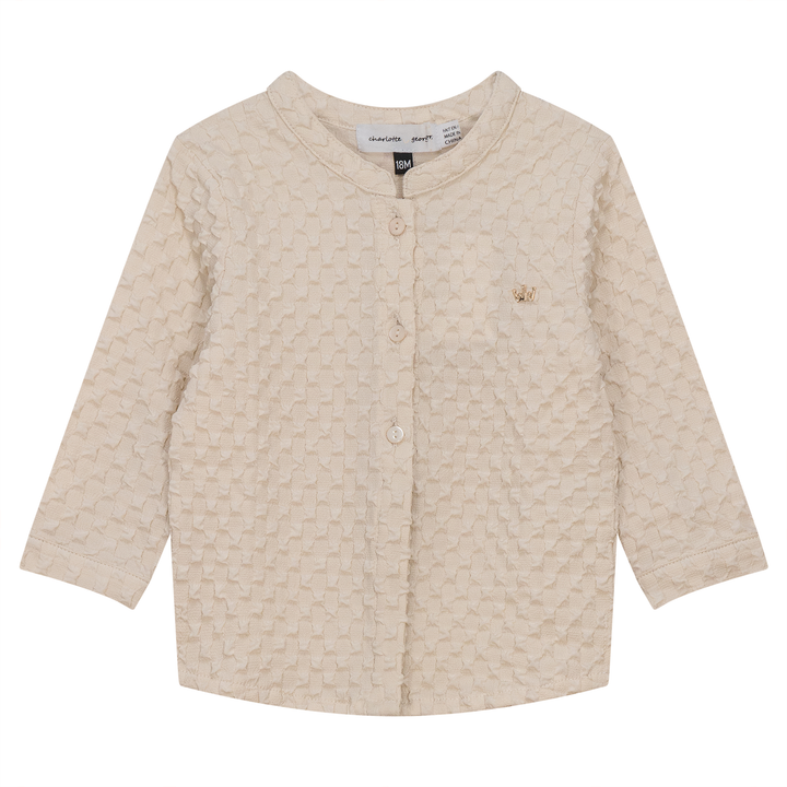 shirt l/s crepe mandarin - cream